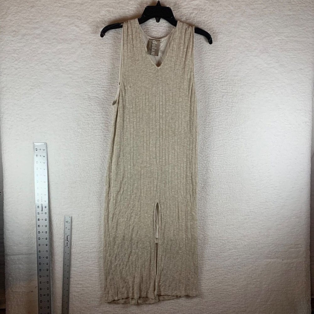Dolan Left Coast Women's Sleeveless Ribbed Knit Ivory Luna Midi Dress Sz S 8482